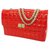 Chanel Red Choco Bar reeditar bolsa de ombro patenteada Vermelho Couro Couro envernizado  ref.263338