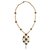 Chanel Colar de cruz icônico Preto Branco Dourado Metal  ref.263454