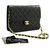 CHANEL Small Chain Shoulder Bag Clutch Black Quilted Flap Lambskin Leather  ref.263498