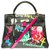 Espléndida creación del bolso de hombro Hermès Kelly 32 devuelto en epsom negro personalizado con Pink Croco y el artista PatBo! Multicolor Cuero Cueros exoticos  ref.263719