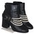 Chanel Boots with pearls and chains Black Leather  ref.263722