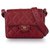 Chanel Red Mini Classic Square Lammfell Ledertasche Rot  ref.264633