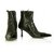 Botines de tacón de gatito con punta puntiaguda de cuero negro Chanel botas sz 37.5  ref.265199