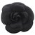 Chanel Black Camellia Brooch Cotton Metal Cloth  ref.265465