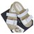 CHANEL CC Logo Textile Flat Sandals Slippers Flip Flops  Sz.41 Beige Leather  ref.265658