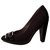 Calvin Klein Heels Black Leather Varnish Cloth  ref.265670