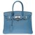 Herrlicher Hermès Birkin 30 aus blauem Jean Togo Leder, Palladium Silber Metallverkleidung  ref.265743