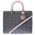 Christian Dior Limited series - Lady Dior large model (GM) in tricolor caning leather (tow gray, rose, turquoise), Garniture en métal argenté Pink Grey  ref.266320