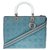 Christian Dior Lady Dior large model bag in blue denim cannage, Garniture en métal argenté  ref.266668