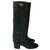 CHANEL Quilted black leather boots T37,5 correct condition  ref.267861