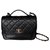 Classique Chanel Petit sac à rabat avec poignée Cuir Noir  ref.267895