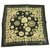 LANVIN 100% Silk Black Gold Floral Men's Pocket Square Scarf  ref.268104