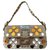 Bolsa Baguette Fendi em camurça bege e strass multicoloridos  ref.268475
