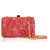 Elie Saab Coral Color Small Embroidered Clutch Evening Bag Handbag w Long strap Leather  ref.268671