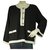 Chandail en tricot de cachemire noir et blanc Chanel taille 46 avec fermeture à bouton  ref.269003