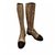 Incredible CHANEL spring 1996 Knee high boots Beige Leather  ref.269107