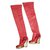 Botas de couro vermelho sobre o joelho Chanel Paris Moscow. 37,5  ref.269812