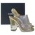 Taille des sandales transparentes Chanel Gold 38,5 Doré  ref.269825