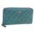 CHANEL Caviar Skin Matelasse Leather Long Wallet Blue CC Auth 16884  ref.270981