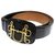 Hermès Cinturón de piel de cocodrilo negro Hermes Dorado Cuero Metal  ref.272419