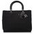 Dior Black Cannage Lady Dior Nylon Handbag Leather Pony-style calfskin Cloth  ref.272436