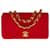 Espléndido bolso Chanel Mini Timeless de punto y piel acolchada roja, guarnición en métal doré Cuero Algodón  ref.273538