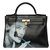 Hermès Hermosa bolsa Hermes Kelly 35 en cuero negro box personalizado "Audrey Hepburn"  ref.273849