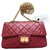 Reedição da Chanel 2.55 Mini saco, vermelho e ouro brilhante hw Couro  ref.273299