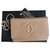 Wallet On Chain Chanel Carteira na corrente Bege Couro  ref.273340