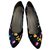 Sapatos vintage Christian Dior em tecido Preto Multicor Pano  ref.273434