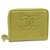 Petit portefeuille en cuir Chanel CC Caviar Zip Around en cuir jaune  ref.274053