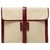 Hermès Jige large bi-material pouch in beige officer canvas and burgundy box leather Dark red  ref.274361