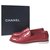 Chanel CC Logo Red Patent Leather Loafers Shoes Sz 38 Dark red  ref.275033