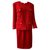 Chanel Falda elegante Roja Lana  ref.275643