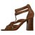 Coach Studded gladiator heels Brown Leather  ref.275675