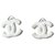Chanel Logo Ohrringe Weiß Metall  ref.275939