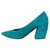 Prada Curved heel pumps Turquoise Deerskin  ref.276676