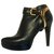 Prada Ankle boots with golden branded stirups (removable) Black Gold hardware Leather Metal  ref.276780