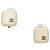 Chanel Brown CC Clip-on Earrings Silvery Beige Metal Plastic Resin  ref.278117