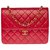 Splendide Sac Chanel Classique 22cm en cuir matelassé rouge, garniture en métal doré  ref.278542