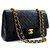 Chanel 2.55 lined flap 10" Chain Shoulder Bag Black Lambskin Leather  ref.278751