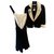 Chanel Falda elegante Negro Beige Seda Lana  ref.279457