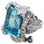 Anello Edouard Nahum "Sterina" in oro bianco, diamanti e topazio - vista 2