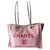 Chanel Deauville shopping tote bag Red Cotton  ref.281244
