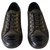 Chanel sneakers Cuir Toile Noir Doré  ref.282273