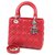 Dior Christian Christian Lady Cannage Womens handbag Rouge pink x silver hardware Leather  ref.283921