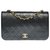 Timeless Wunderschöne Chanel Classic Full Flap Tasche aus schwarzem gestepptem Leder, garniture en métal doré  ref.284332