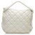 Chanel White Diamond Stitch Lammfell Leder Einkaufstasche Weiß Roh  ref.284846