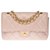 Splendida e rara borsa Chanel Timeless / Classique in pelle trapuntata rosa, treccia in pelle traforata sui bordi della patta, garniture en métal doré Bianco  ref.285645