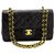 Chanel 2.55 lembo foderato 9"Borsa a tracolla a catena in pelle di agnello nera Nero  ref.296646